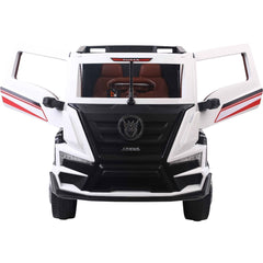 Megastar 12V Clunker Truck With Back Trailer Rubber Tyres & Leather Seats White 2020 - Colorland Toys