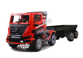 Megastar12V Clunker Truck With Back Trailer Rubber Tyres & Leather Seats Red 2020 - Colorland Toys