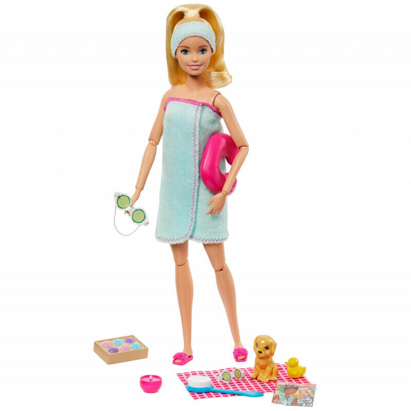 Barbie Wellness Spa Doll Blonde with Puppy GKH73 - Colorland Toys