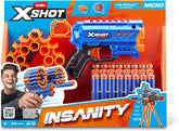 X-Shot Insanity Micro Blaster with 24 Darts – 30m Range Foam Dart Gun