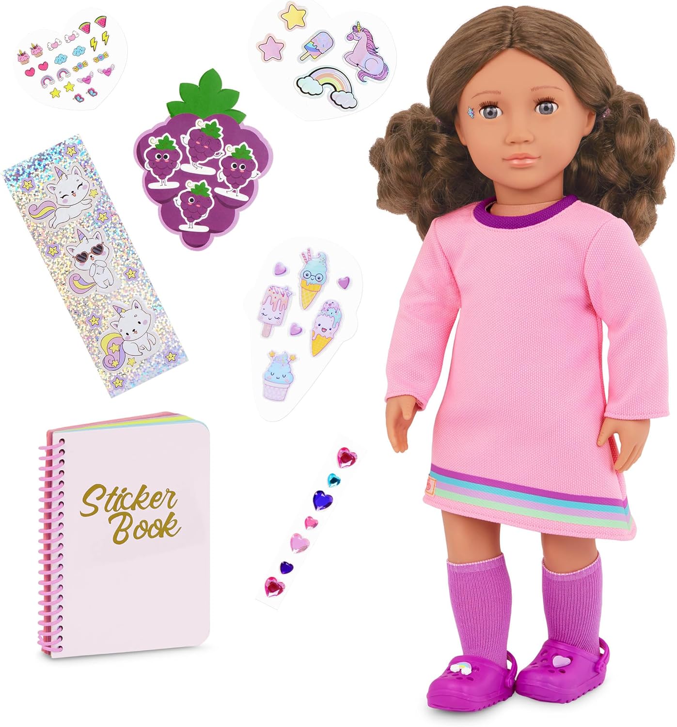 Our Generation 18-inch Doll Finley & 50+ Sticker Set for Kids