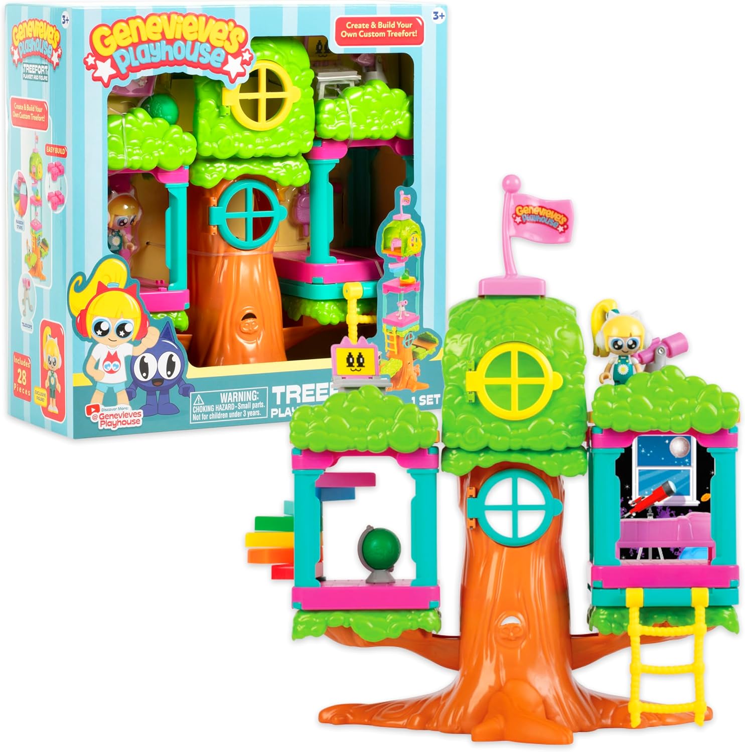 Genevieve's Playhouse Treefort Interactive Modular Playset, 26 Pieces