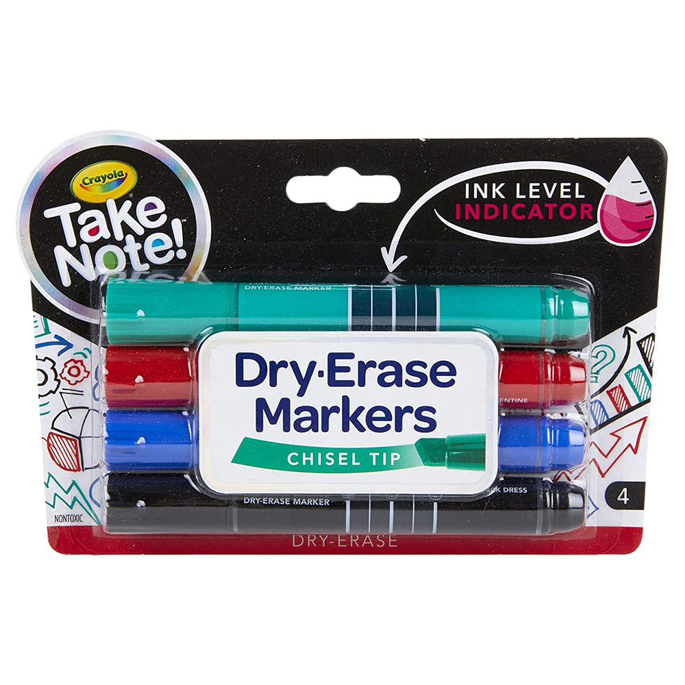 Crayola Take Note 4ct Whiteboard Markers Chisel Tip CY58-6543 - Colorland Toys