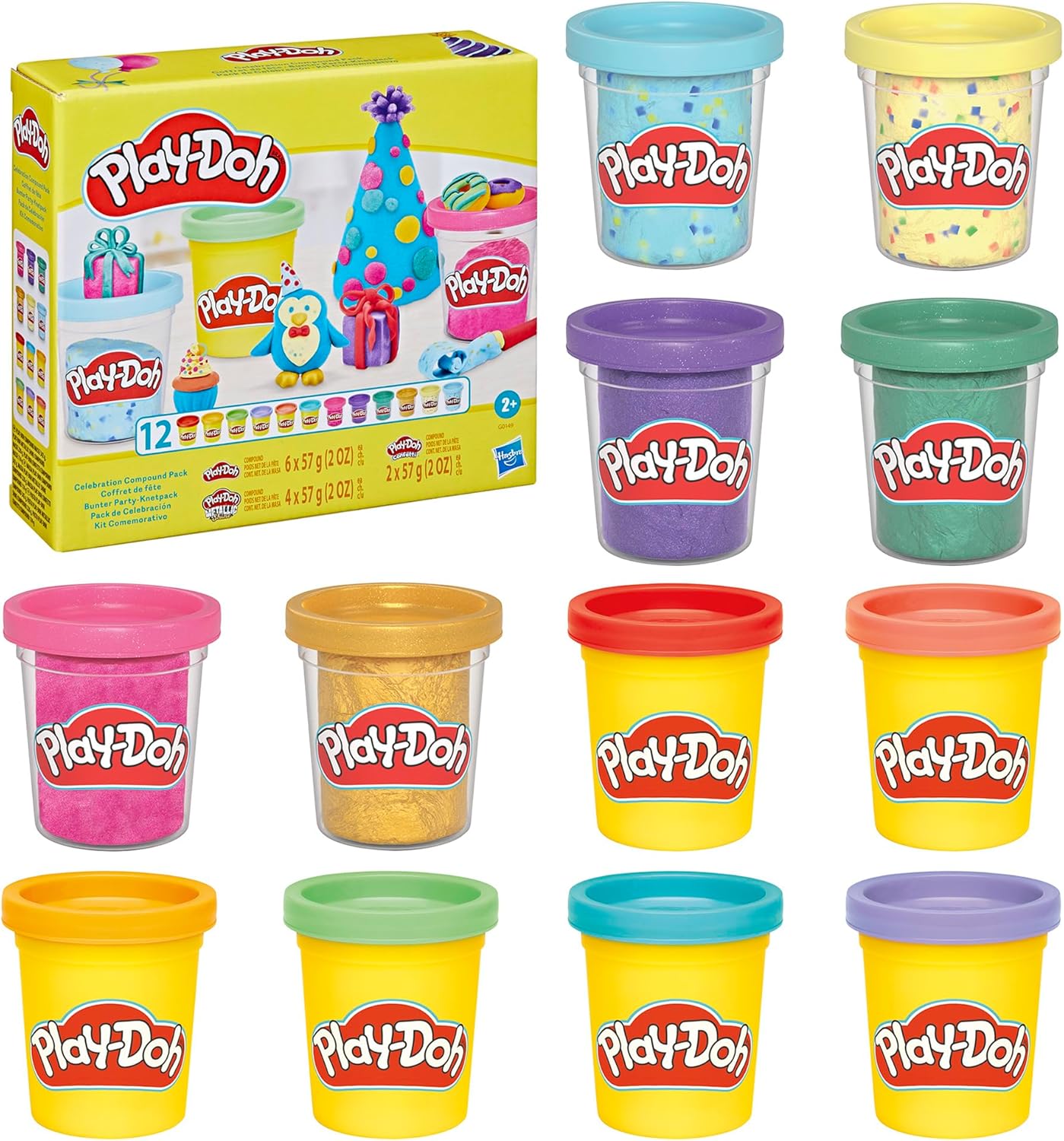 Play-Doh 12 Pack Celebration Compound with Confetti & Metallic Shine