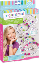 Make It Real Block ‘N Rock Bracelets Kit – DIY Bead Jewelry for Kids 8+
