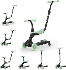 QPlay Sema EVO 5-in-1 Ride-On Scooter with LED, Green