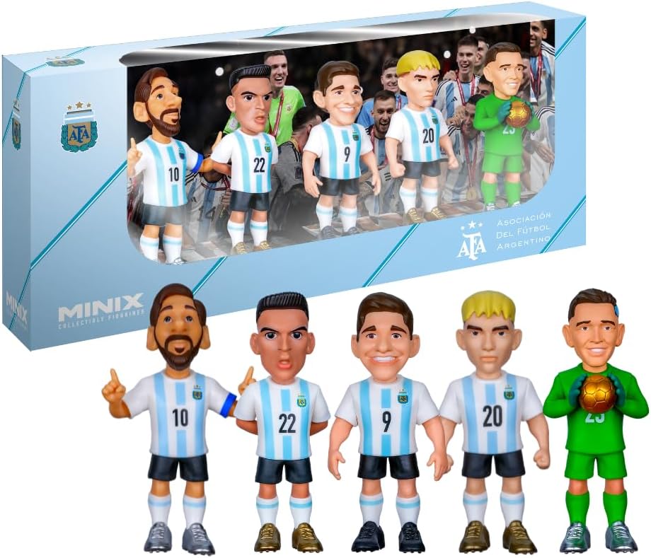 MINIX Football Stars 5-Pack Action Figures – Messi, Lautaro, Álvarez, Mastantuono, Martinez (12cm)