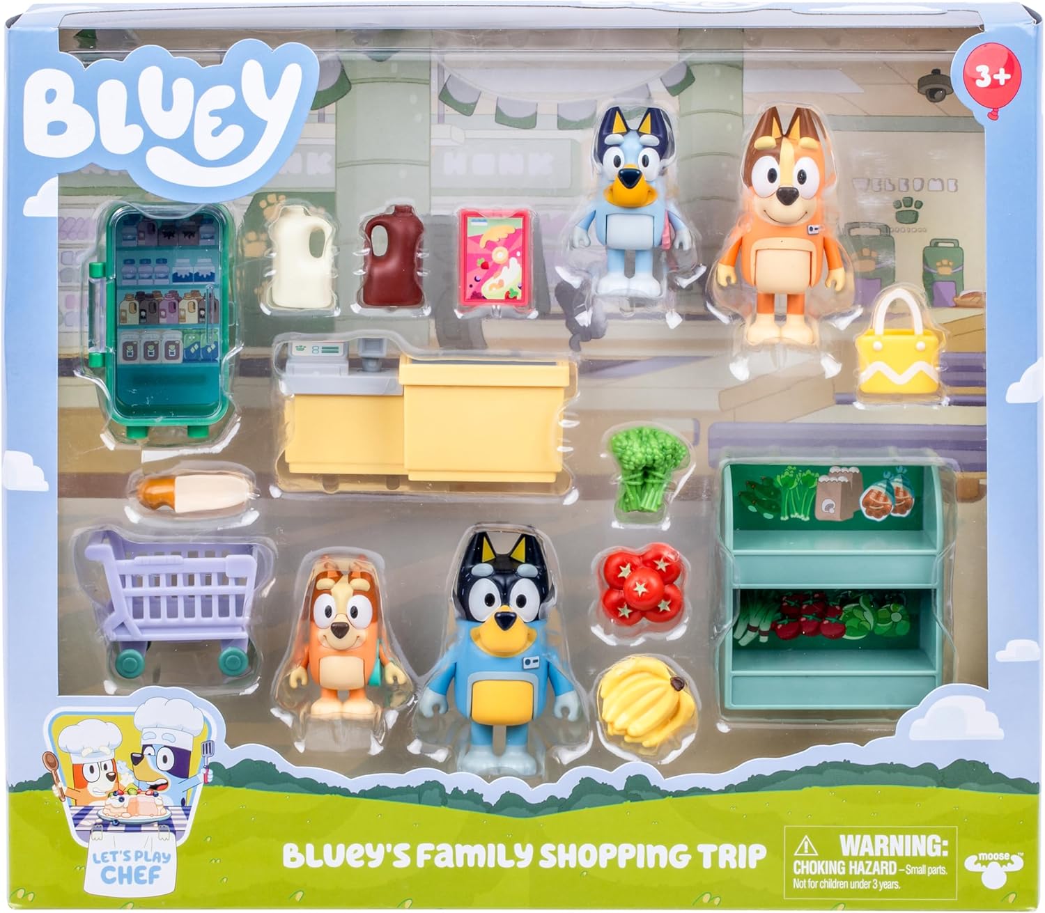 Bluey Series 13 Let’s Play Chef Family Shopping Trip Figure Playset — view 2