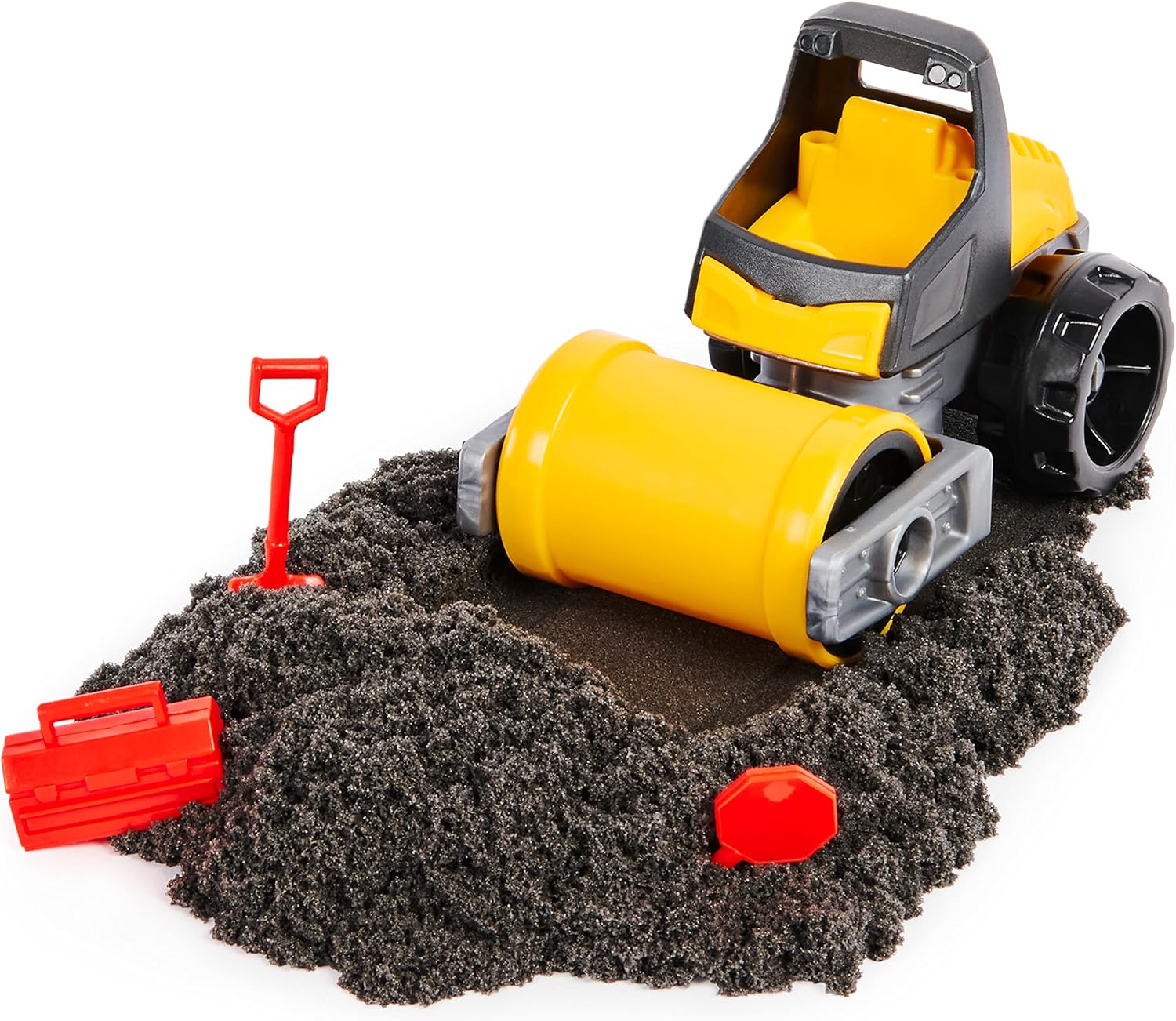 Kinetic Sand Pave & Play Construction Set with Toy Truck, 8oz Black Sand — view 2