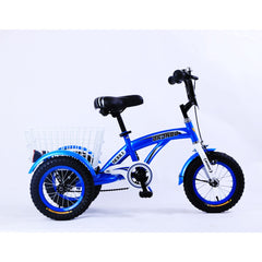 Bronco Three Wheel Bicycle with Basket 12 Inch Blue CL-2200 - Colorland Toys