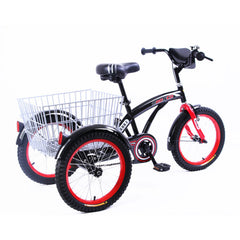 Bronco Classic Three Wheel Bicycle with Basket Black 16 Inch - Colorland Toys