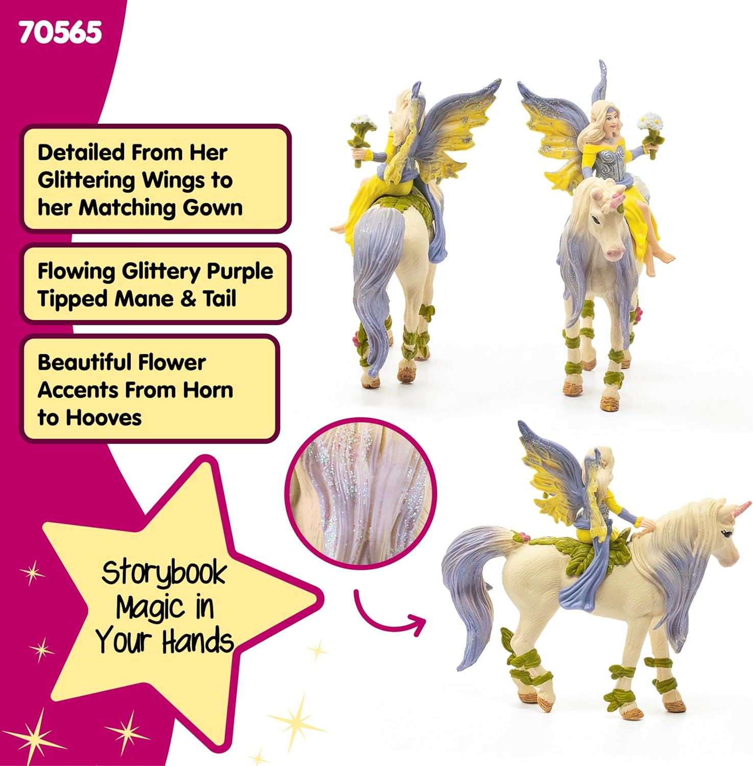 Schleich bayala Fairy Sera with Blossom Unicorn Toy, Ages 5+ — view 2
