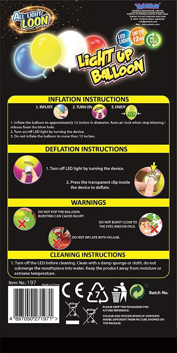 Yoheha All Light Loon Balloon with LED 197PD - Colorland Toys