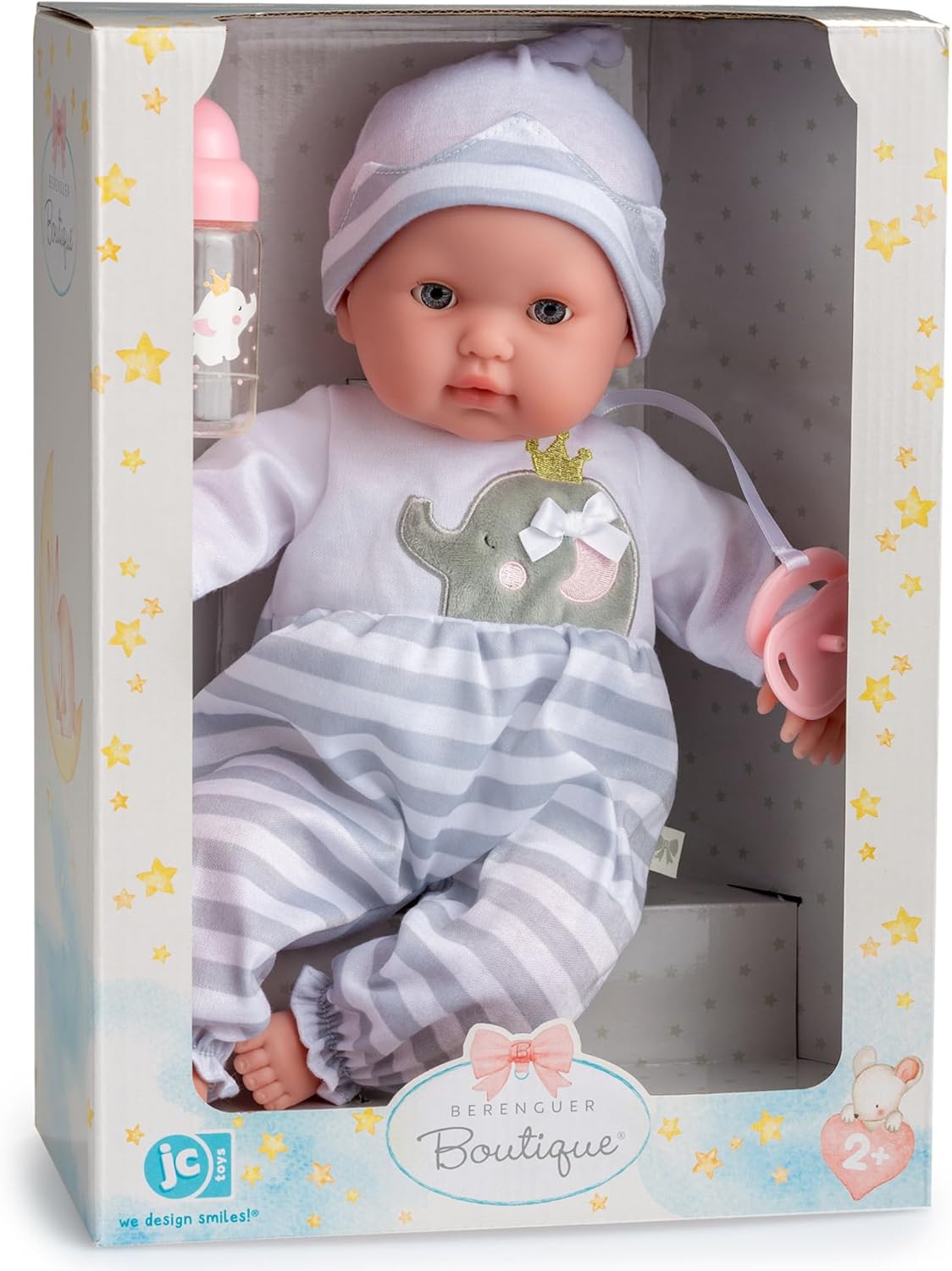 JC TOYS Berenguer Boutique Soft Body Doll 38 cm, Grey, Eyes Open/Close — view 2
