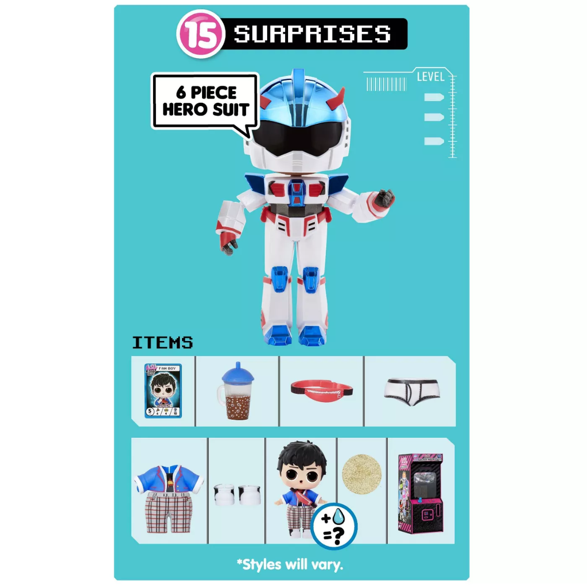 LOL Surprise Boys Arcade Heroes Action Figure Doll with 15 Surprises Assorted MGA-569367 - Colorland Toys