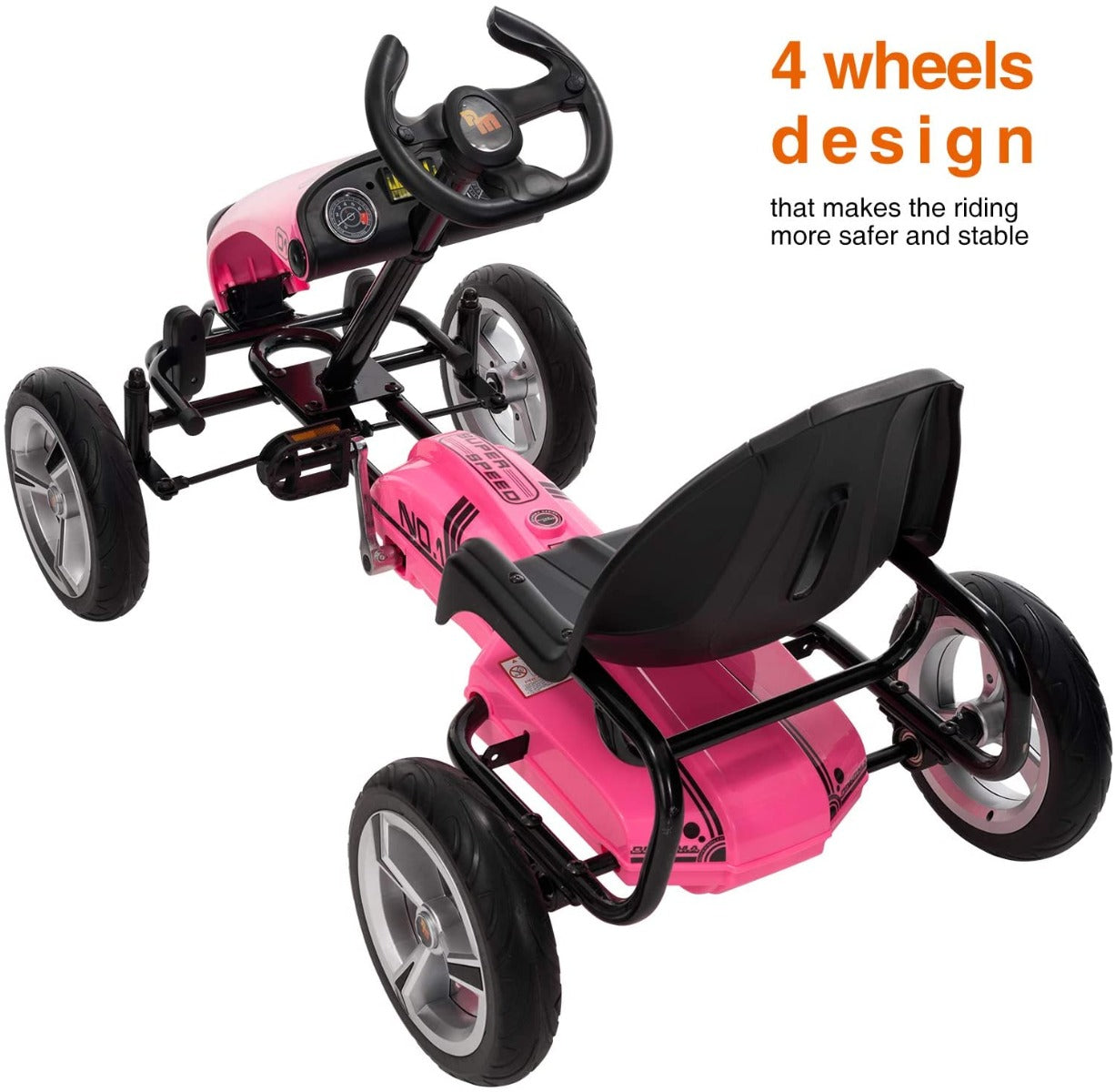 Megastar Ride On Pedal Go Kart Racer Pink DMD308 - Colorland Toys