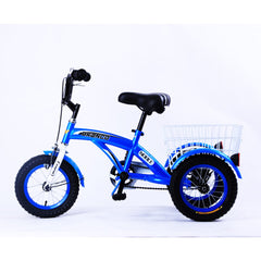Bronco Three Wheel Bicycle with Basket 12 Inch Blue CL-2200 - Colorland Toys