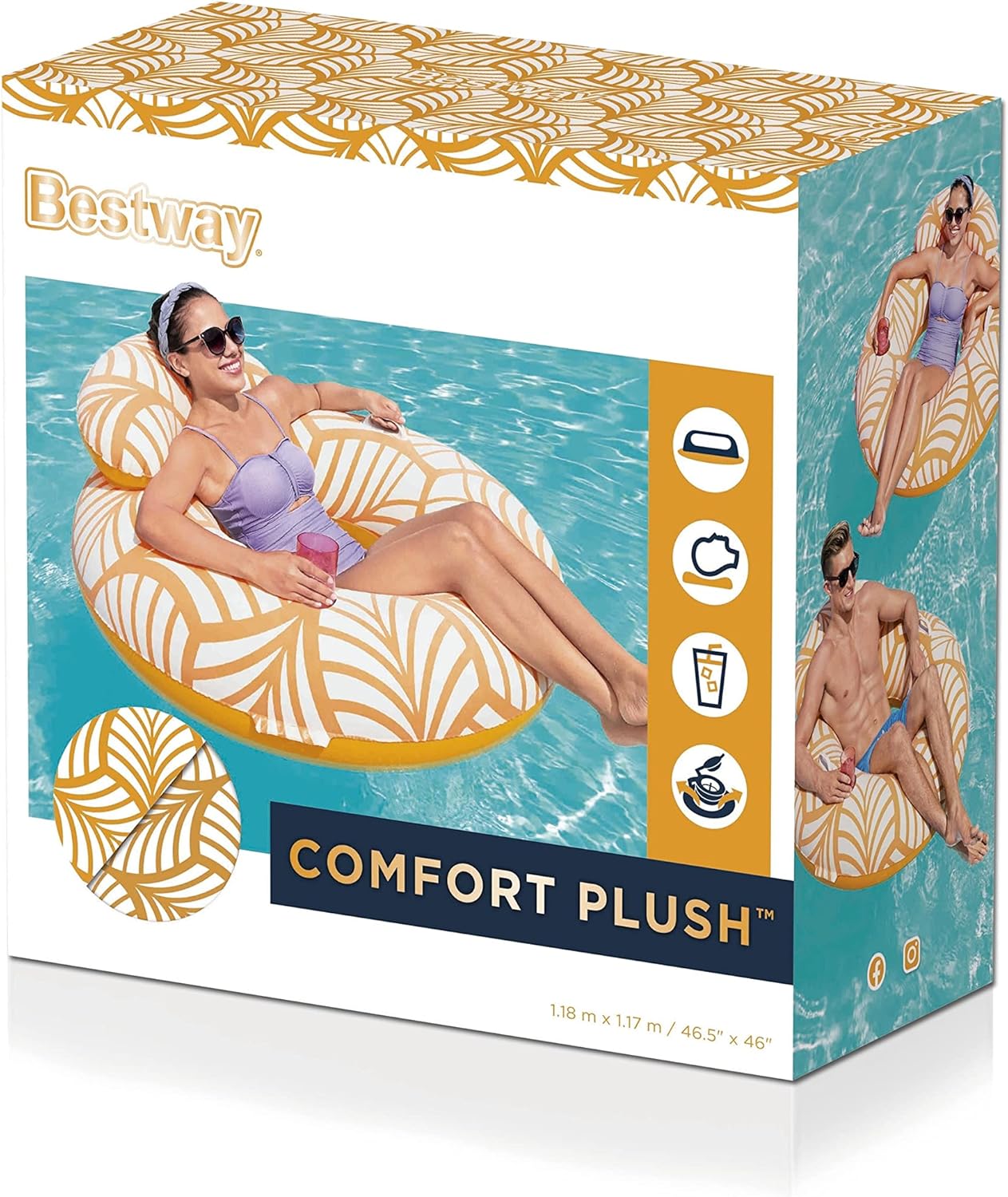 Bestway Velvet Swimming Ring 46'' Inflatable Pool Float with Headrest — view 3