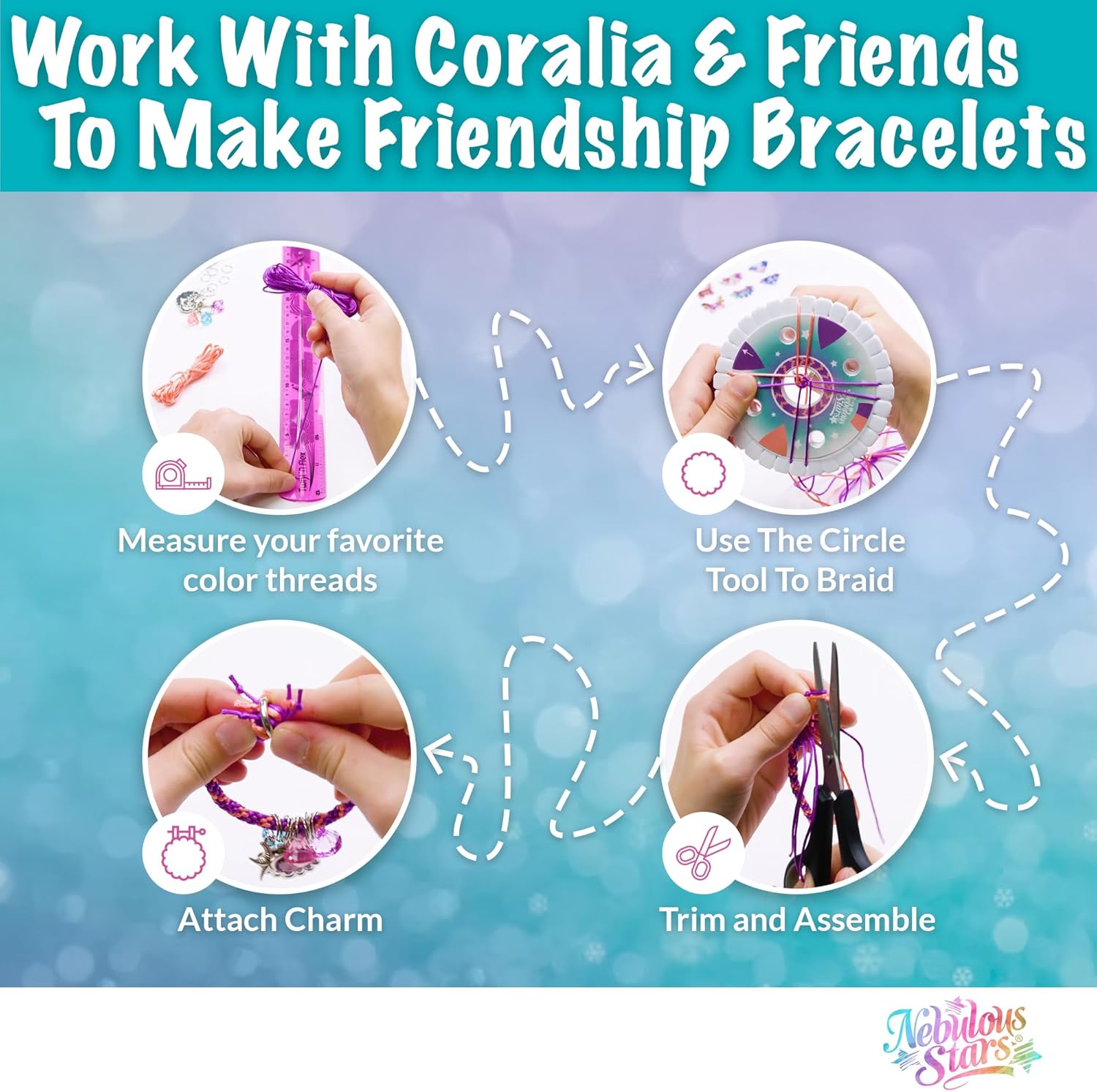 Nebulous Stars Friendship Bracelet Kids Craft Kit - DIY Jewelry Set — view 3