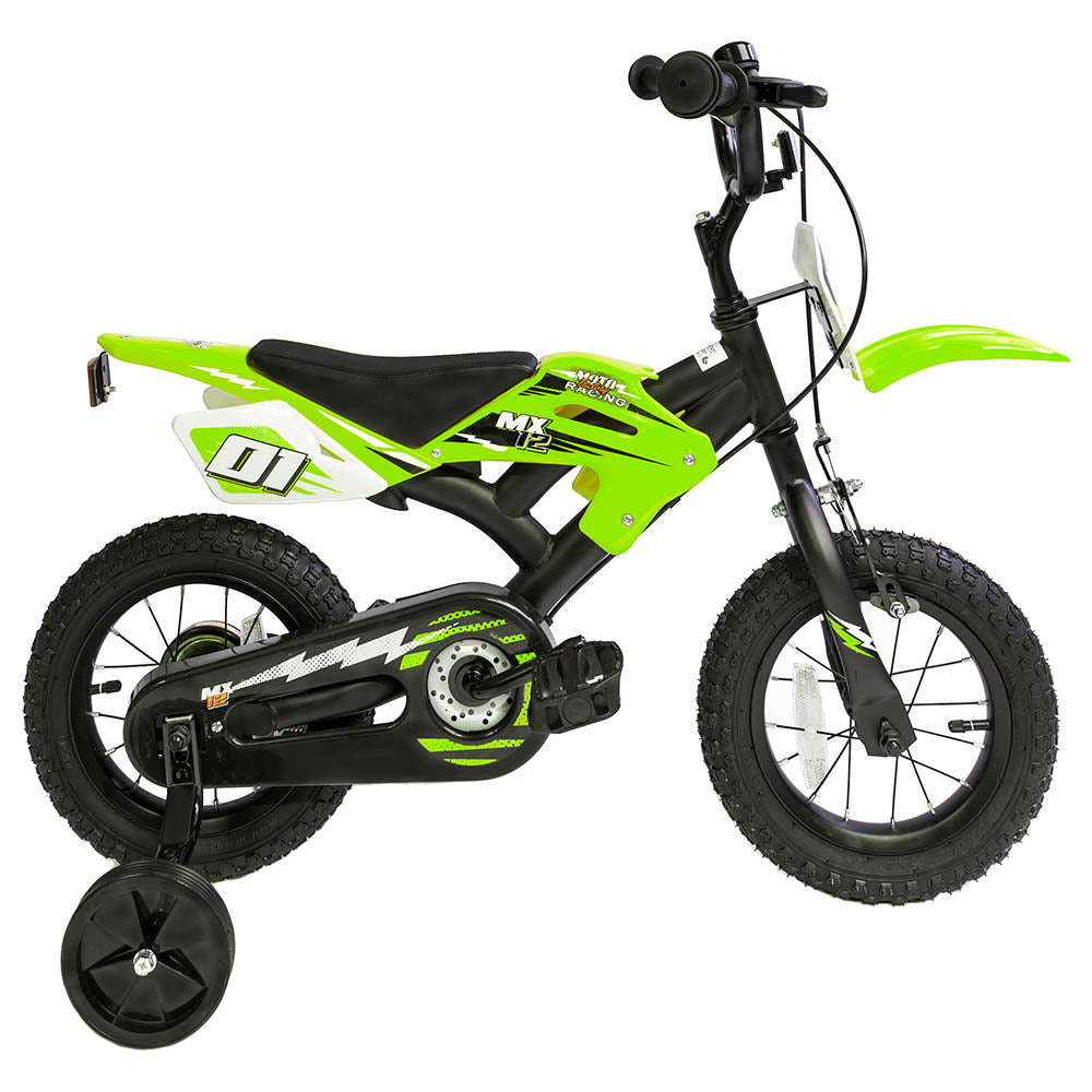 Little Angel Kids Bicycle 12 Inch Moto Green - Colorland Toys