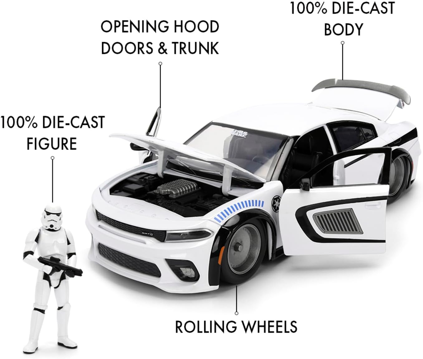 Jada Toys Star Wars Stormtrooper 2012 Dodge Charger 1:24 Die-Cast Car — view 4