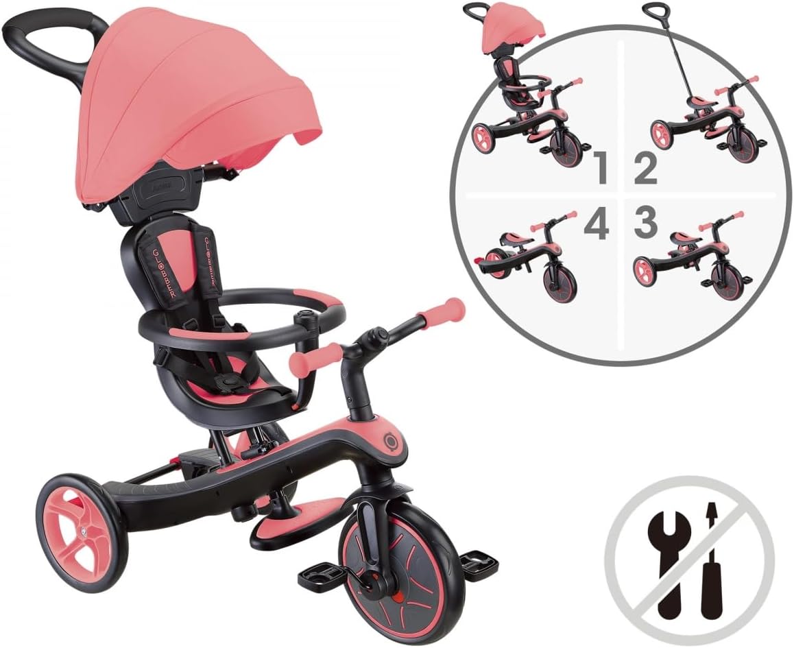 Globber 4 in 1 Explorer Tricycle & Balance Bike - Pastel Pink — view 5