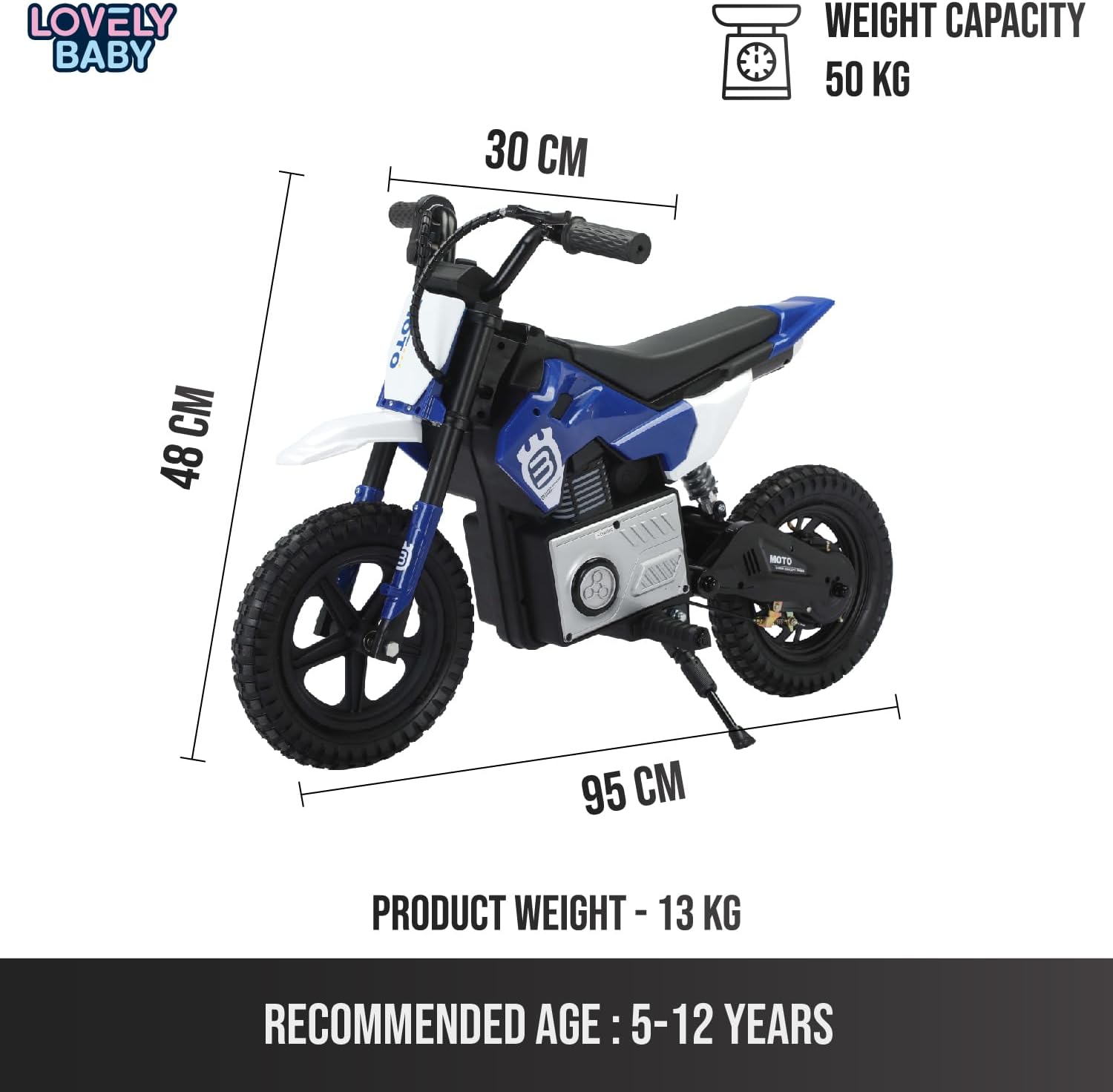 Kids Electric Dirt Bike Blue 24V T10 — view 5