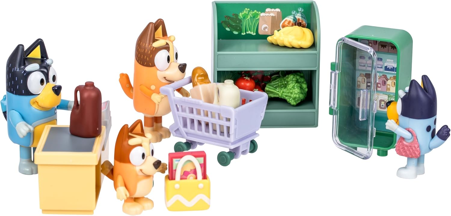 Bluey Series 13 Let’s Play Chef Family Shopping Trip Figure Playset — view 5