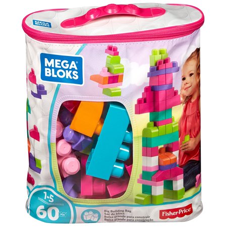 Mega Bloks First Builders Big Building Bag 60-Piece Pink DCH54 - Colorland Toys