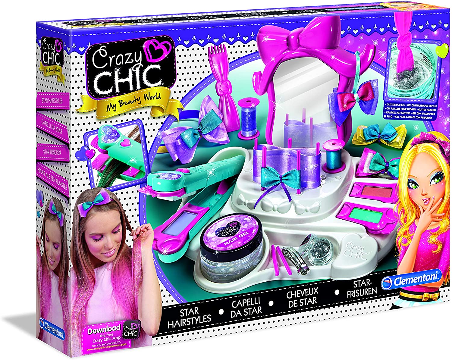 Clementoni Crazy Chic Star Hairstyle Lab with Accessories 15241 - Colorland Toys