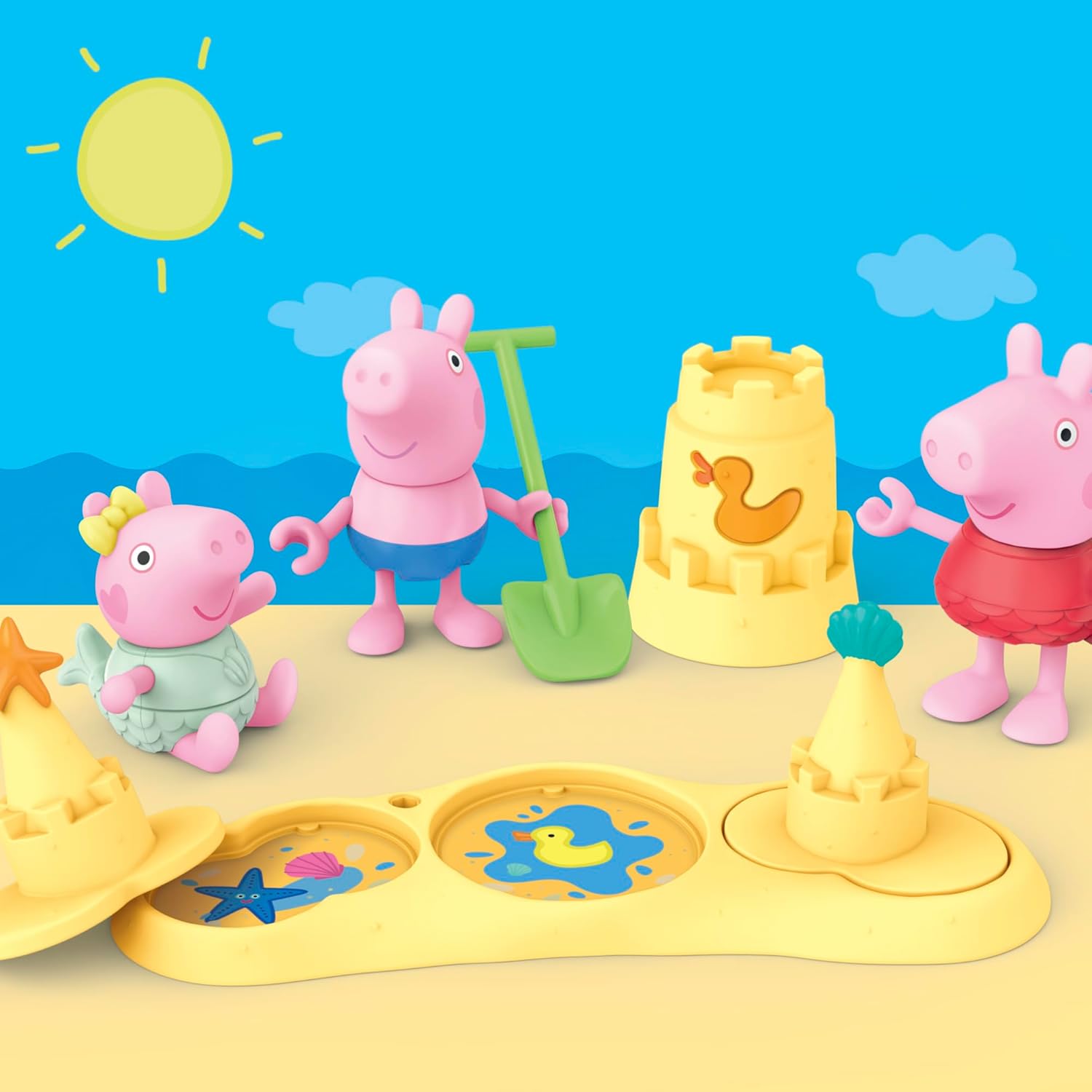 Peppa Pig Siblings Beach Day Playset with 3 Figures & 5 Accessories — view 6