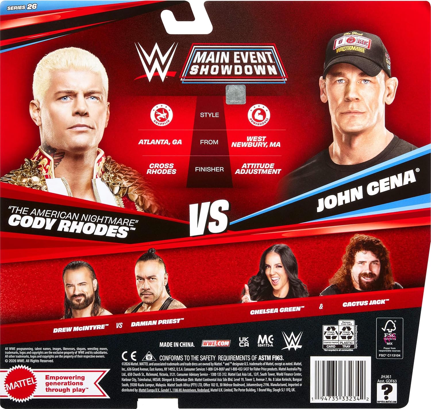 WWE Core John Cena vs Cody Rhodes Action Figure 2-Pack by Mattel — view 6