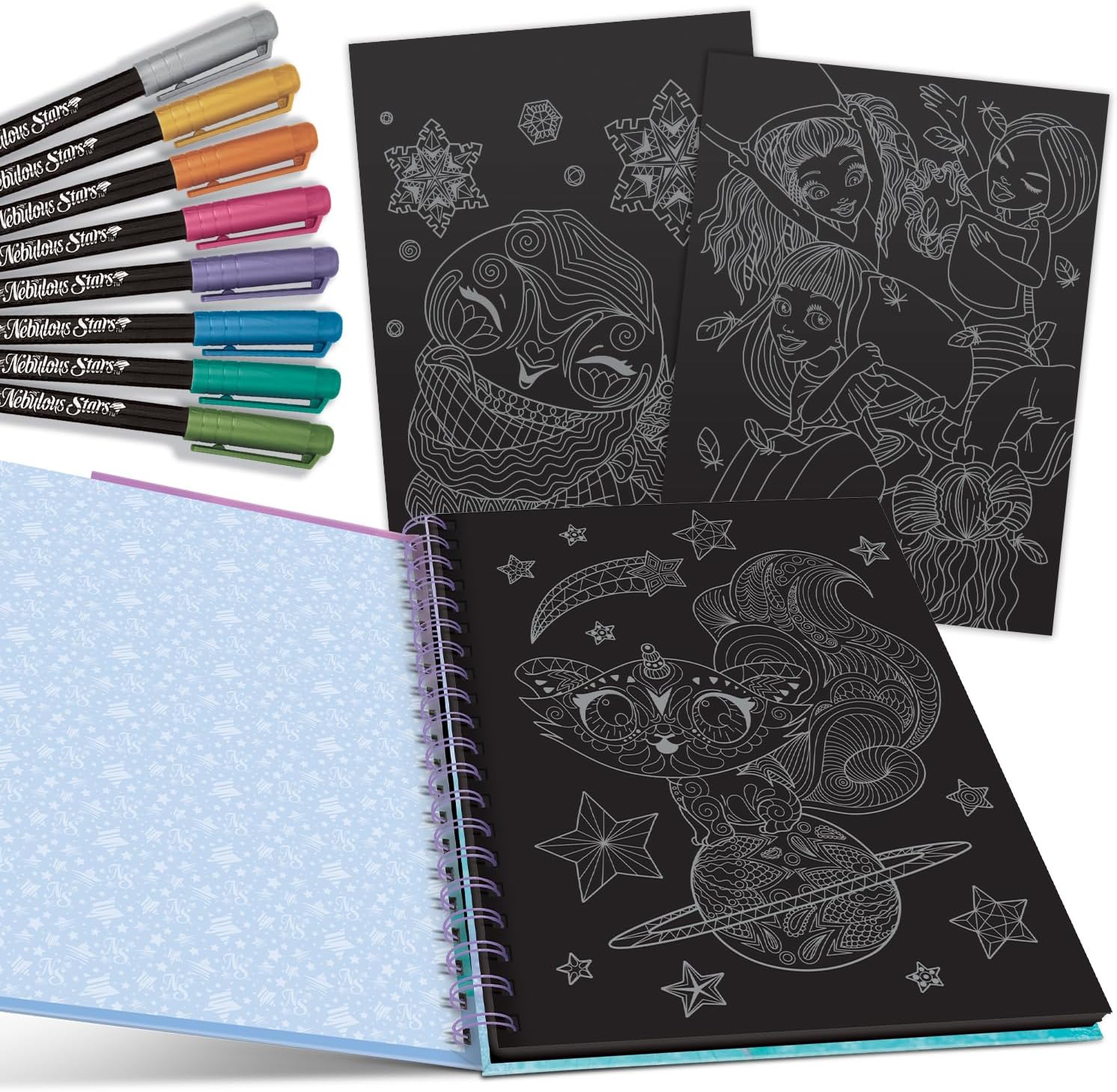 Nebulous Stars Colouring Book with Black Pages, 60 Sheets, A4 — view 6