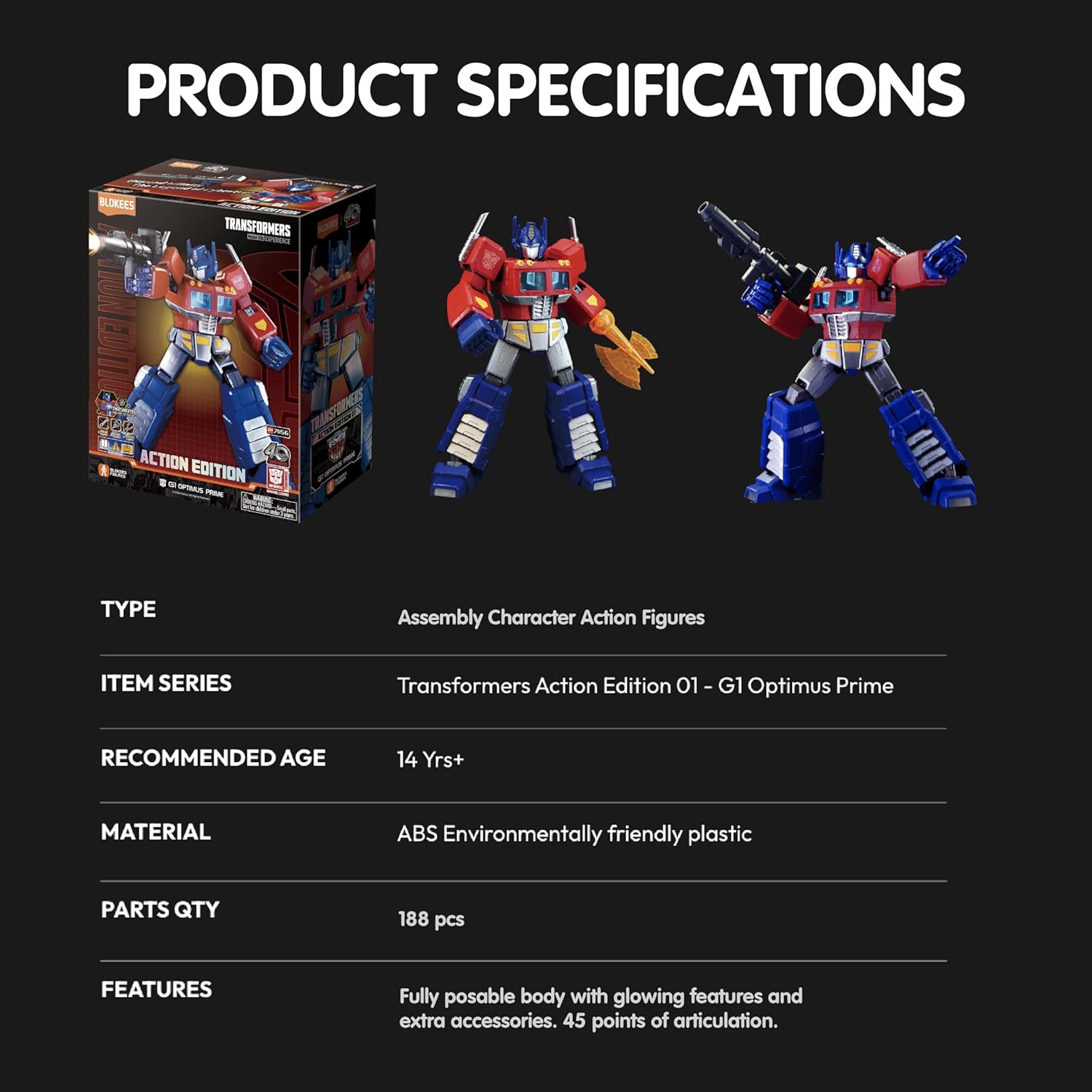 BLOKEES Transformers Classic G1 Optimus Prime Model Figure — view 6