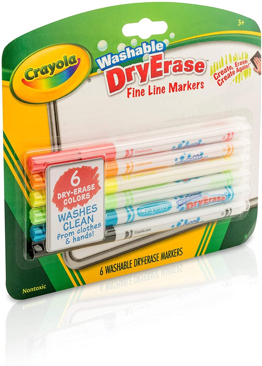 Crayola Washable Dry-Erase Fine Line Markers 6 Colors 98-5906 - Colorland Toys