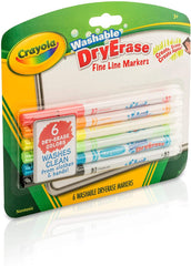 Crayola Washable Dry-Erase Fine Line Markers 6 Colors 98-5906 - Colorland Toys