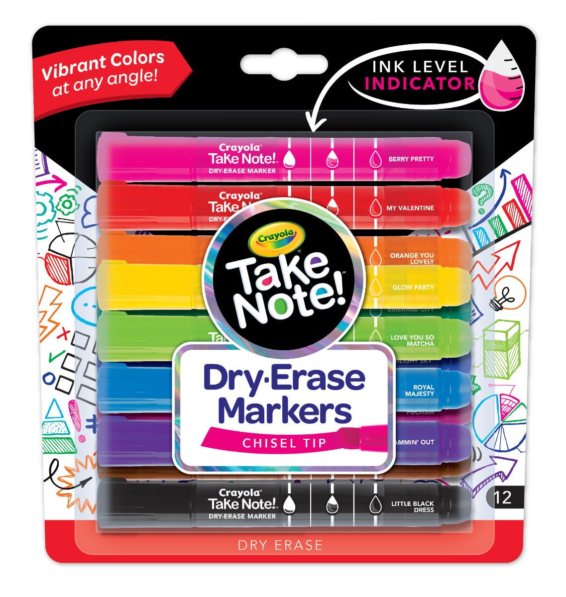 Crayola Take Note Chise Tip Whiteboard Markers 12 Pack CY58-6545 - Colorland Toys
