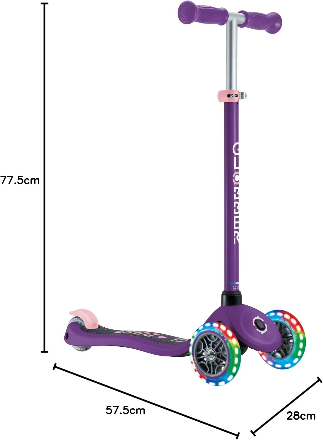 Globber Primo 3 Wheel Scooter Light Up Wheels 3-7Y 50kg (Dark Purple) — view 8