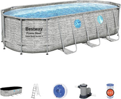 Bestway Power Steel Swim Vista Series Oval-Shaped Pool 5.49mx2.74m 56716 - Colorland Toys
