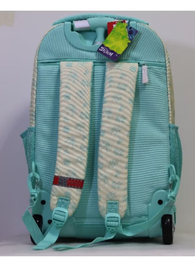 Turquoise backpack with a visible brand tag on a light gray background