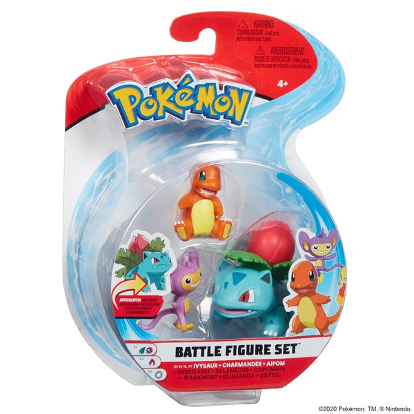 Pokemon Aipom Charmander and Ivysaur Battle Figure 3 Pack PKW044 - Colorland Toys