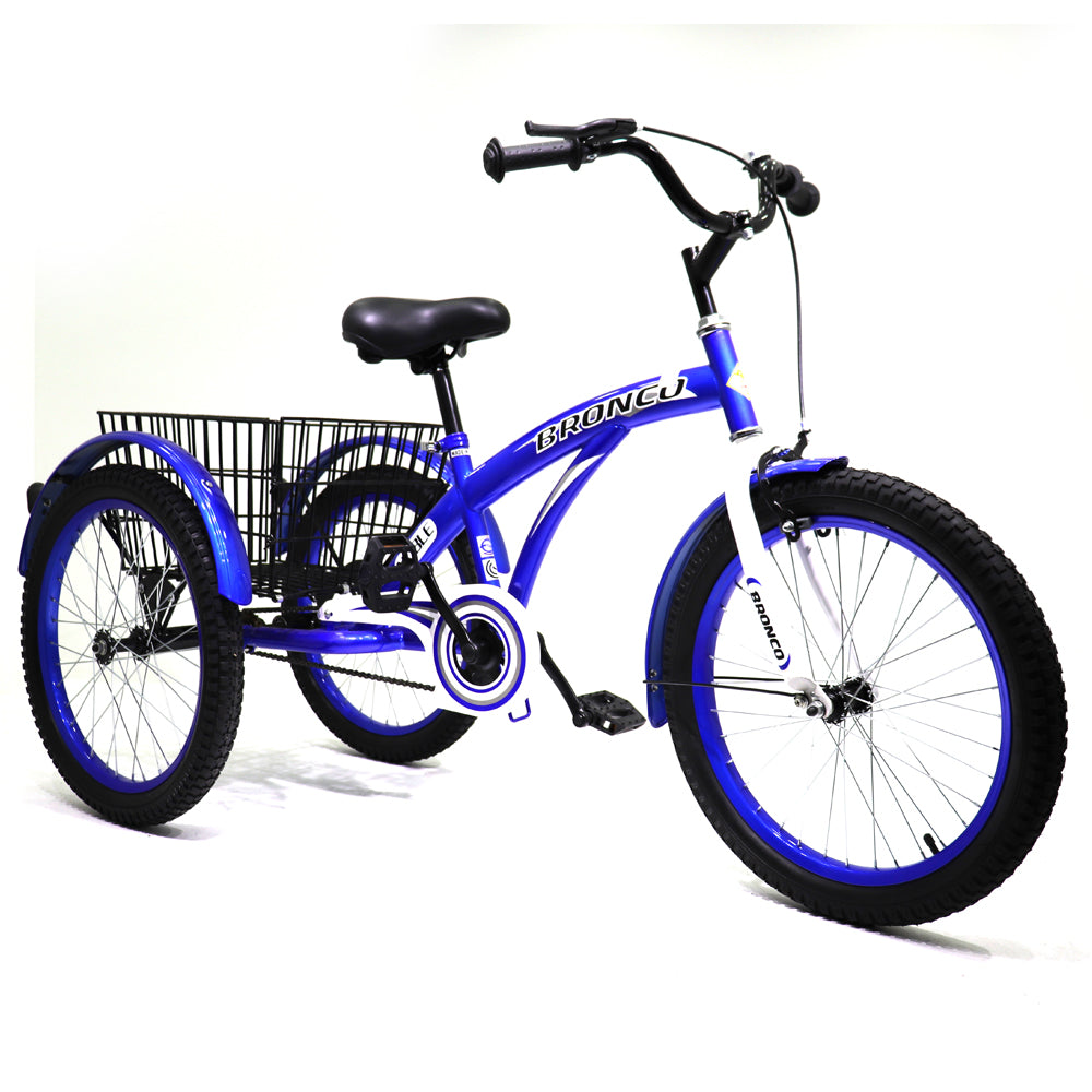 Bronco 20 Inch Three Wheel with Basket Blue - Colorland Toys