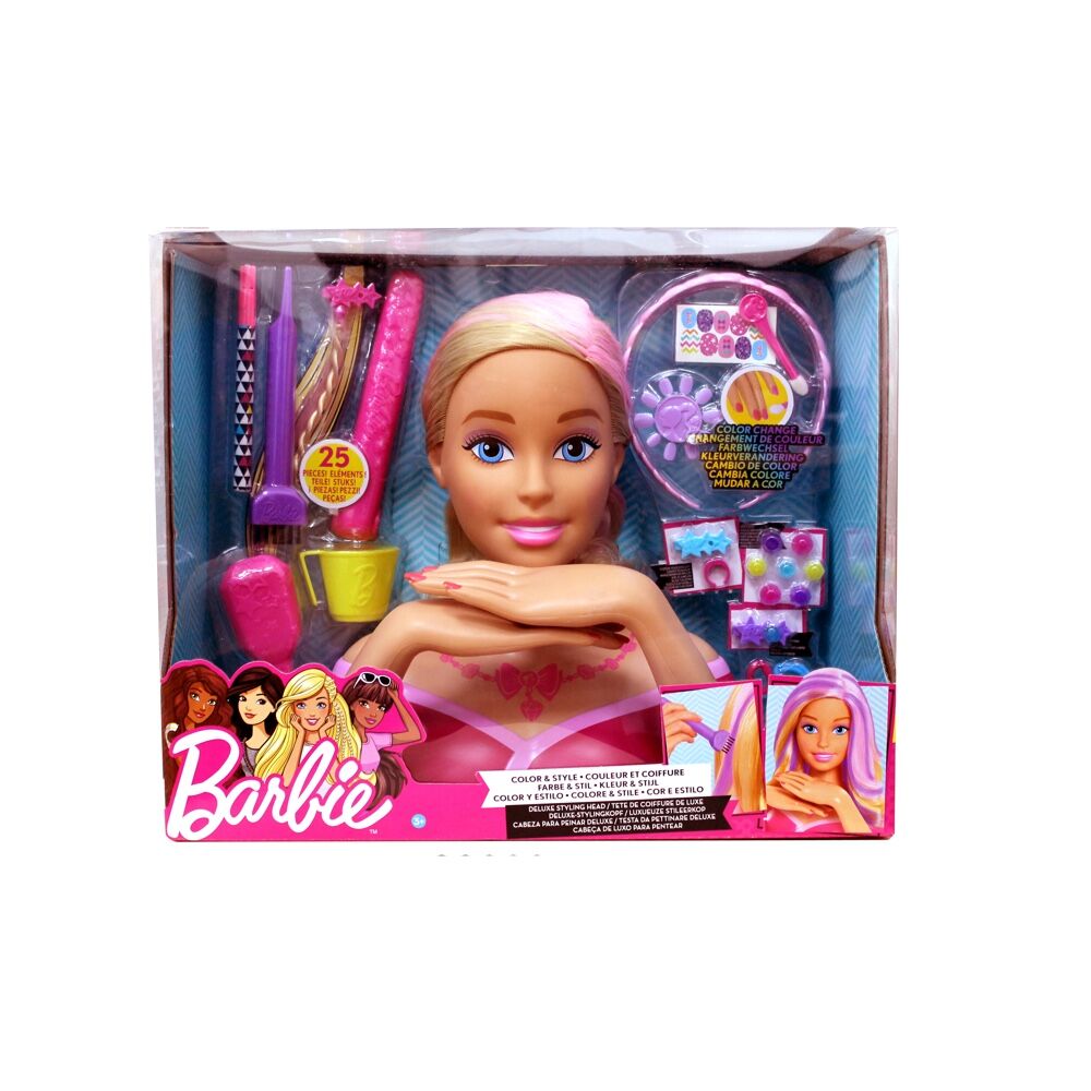 Barbie 19-Piece Deluxe Styling Head Fashionable Doll Set 63300 - Colorland Toys