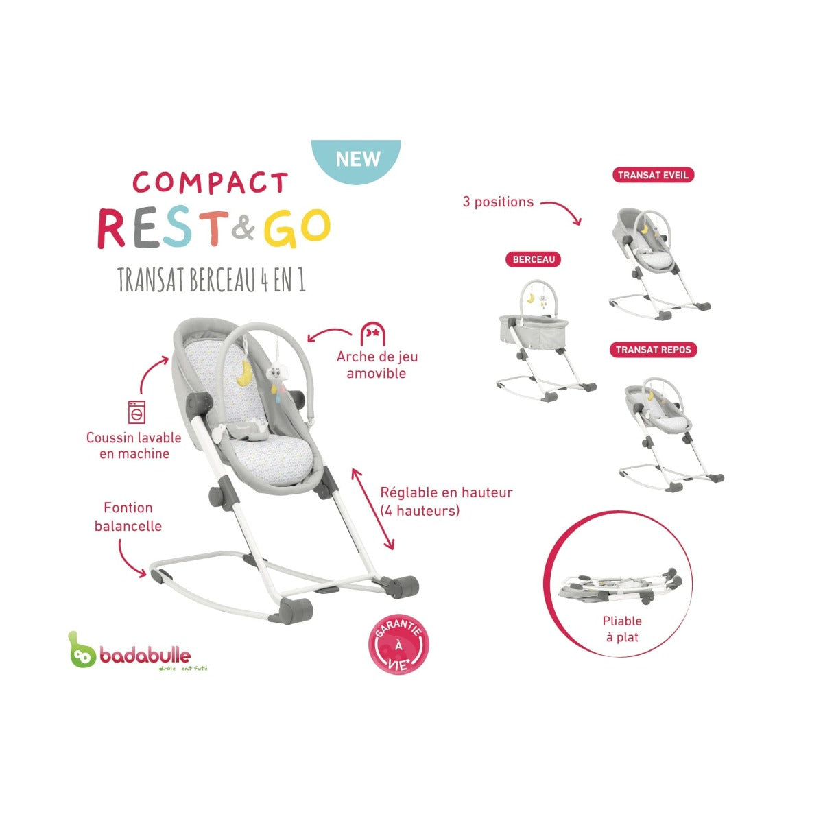 Babymoov Compact Relax 4in1 Bassinet & Play Bouncer B012010 - Colorland Toys