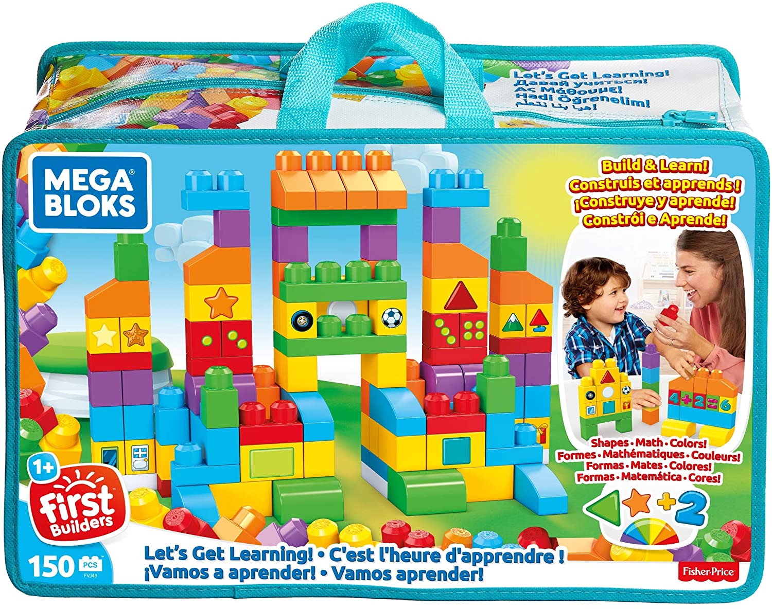 Fisher-Price Mega Bloks Lets Get Learning Bag 150 Pieces FVJ49 - Colorland Toys