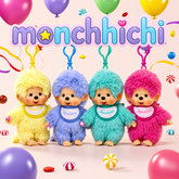 Monchhichi Colorful Beanies Plush Keychain 14cm with Plastic Hook Assorted M-204106