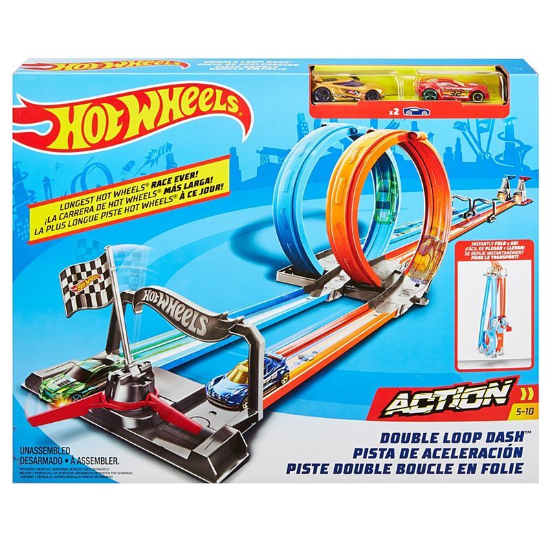 Hot Wheels Double Loop Dash Drag Racing Playset GFH85 - Colorland Toys