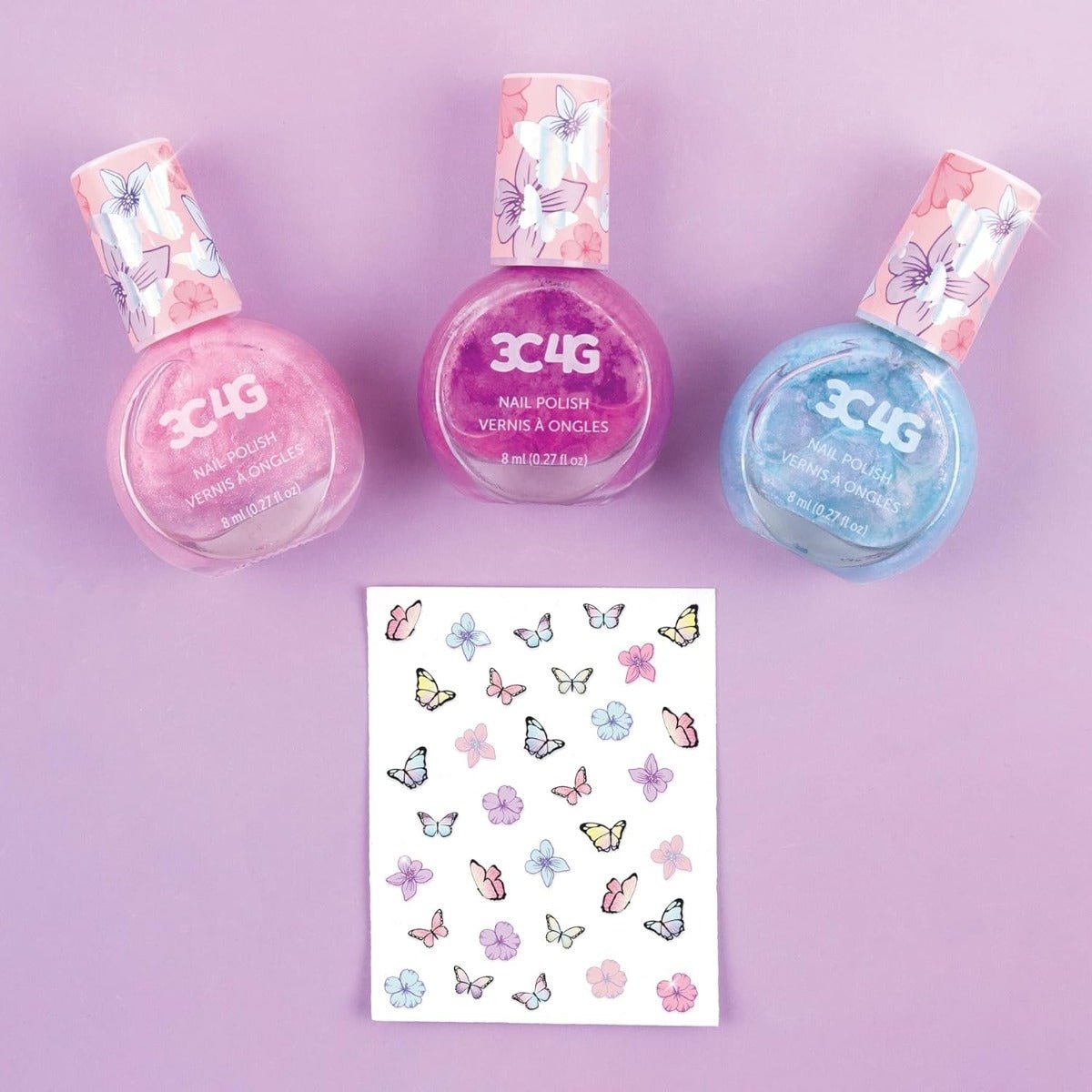 3C4G Butterfly Nail Polish & Nail Stickers 3 - Pack 10043 - Colorland Toys