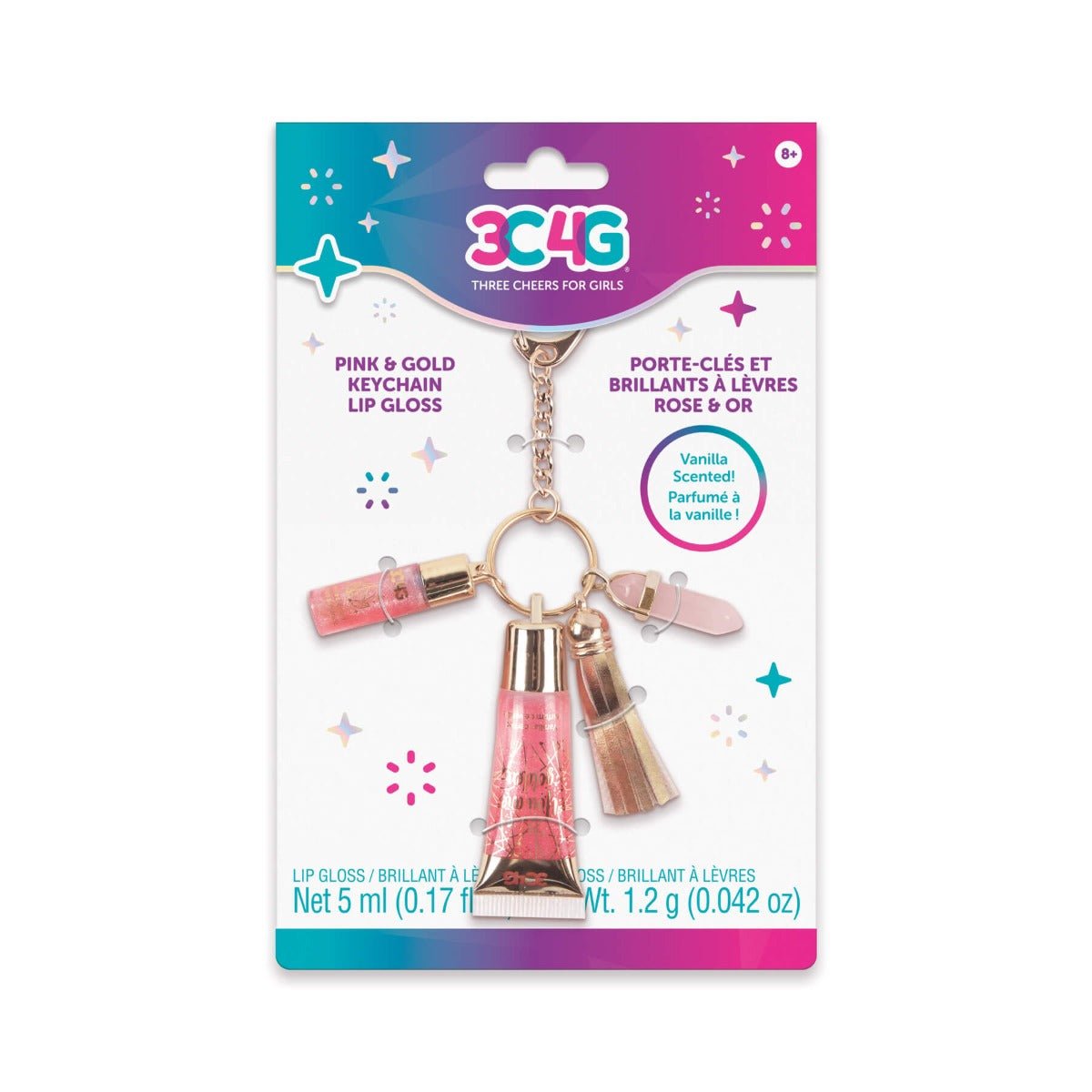 3C4G Pink & Gold Keychain Lip Gloss 10017 - Colorland Toys