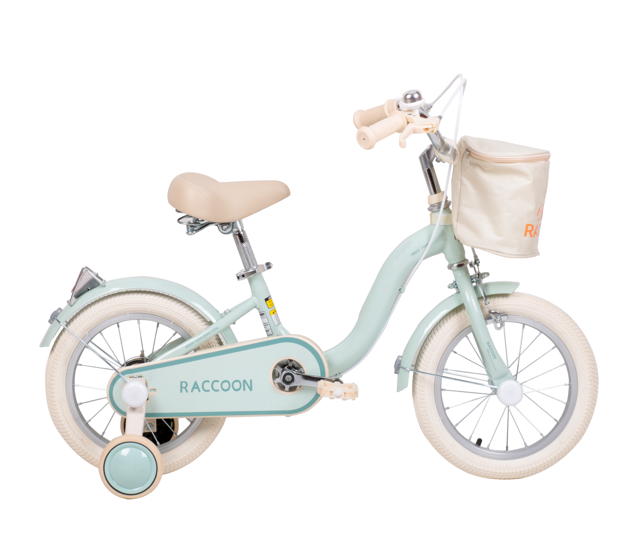 Raccoon Bicycle With Basket 14 Inch Green TN23R06 14IN - Colorland Toys